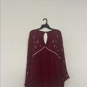 Suzanne Betro Burgundy Long Sleeve Dress